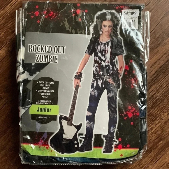 Rocked Out Zombie Halloween Costume Junior size Large - Picture 1 of 7